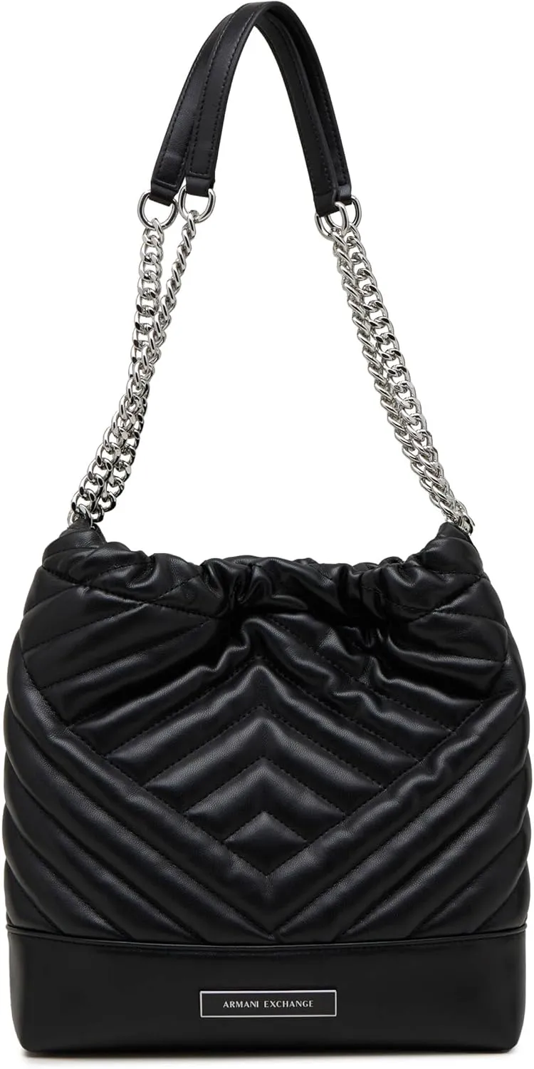 A | X ARMANI EXCHANGE Victoria Small Bucket Bag, Black