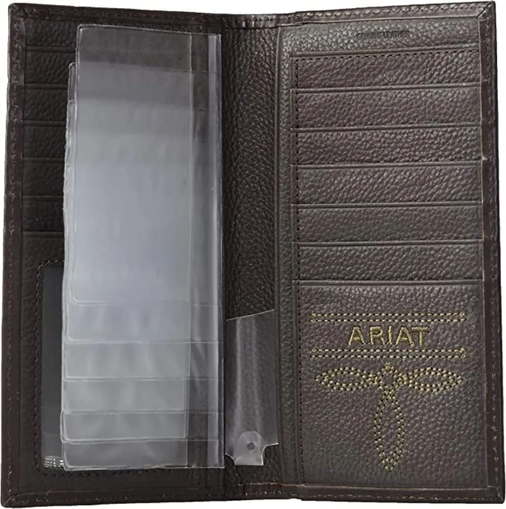 Ariat Scroll Embosed Head Dress Rodeo Wallet, Brown