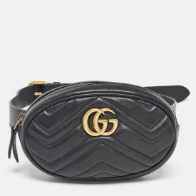 Black Matelass&eacute; Leather Mini GG Marmont Belt Bag