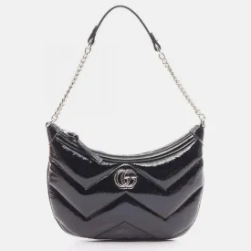 Black Patent Leather GG Marmont Small Shoulder Bag
