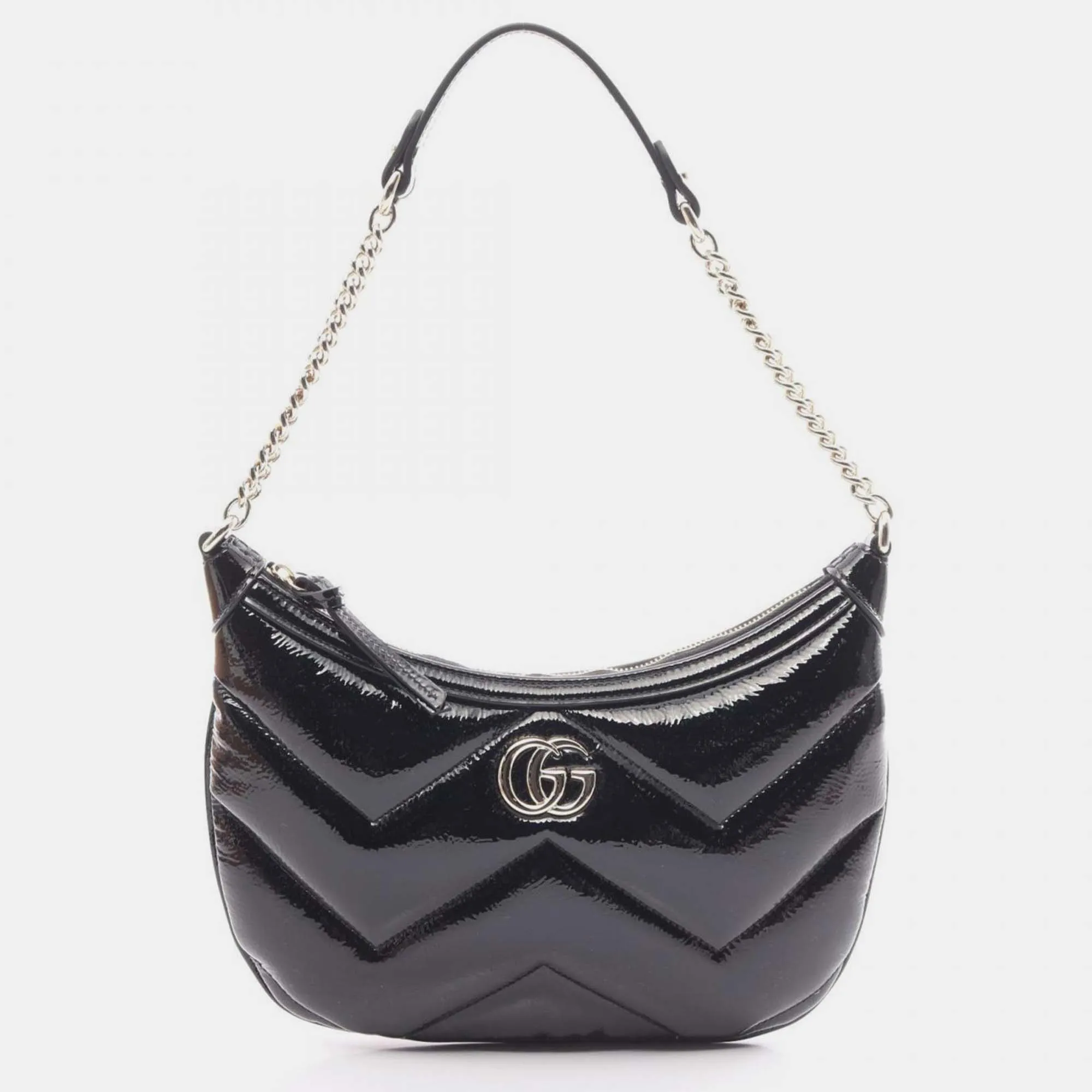 Black Patent Leather GG Marmont Small Shoulder Bag