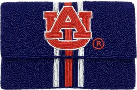 BLUE AU AUBURN UNIVERSITY STRIPE MINI BEADED GAME DAY CROSSBODY BAG