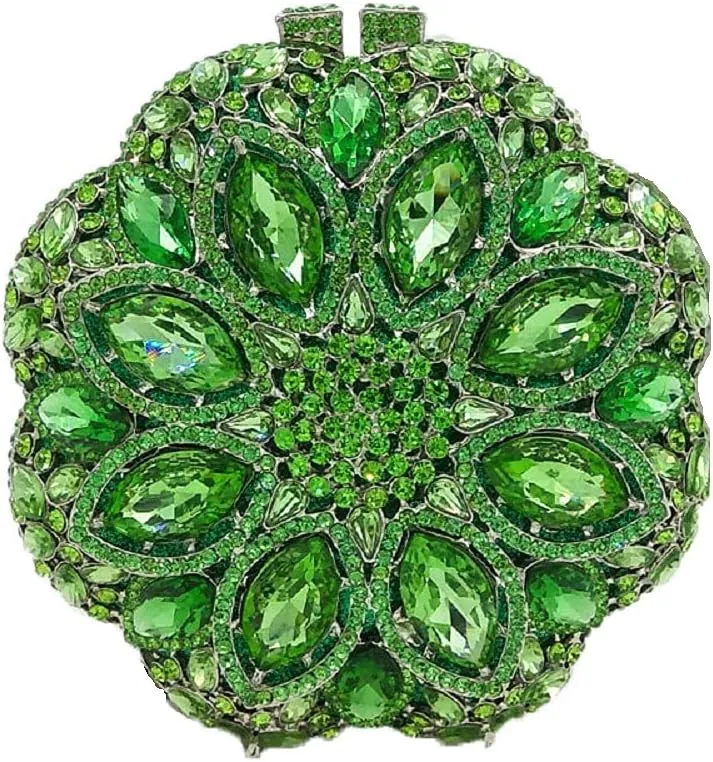 Boutique De FGG Elegant Round Crystal Clutch Evening Bags for Women Formal Party Handbags Bridal Wedding Purse