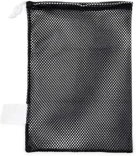 Champion Sports Mesh Sports Equipment Bag, Black, 12x18 Inches - Multipurpose, Nylon Drawstring Bag with Lock and ID Tag for Balls, Beach, Laundry