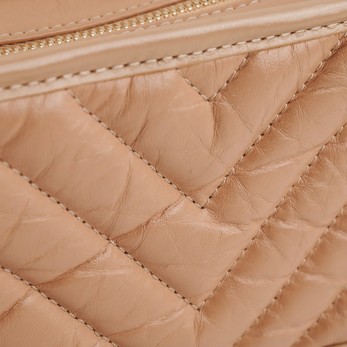 Chanel Chevron Gabrielle Small Dark Beige