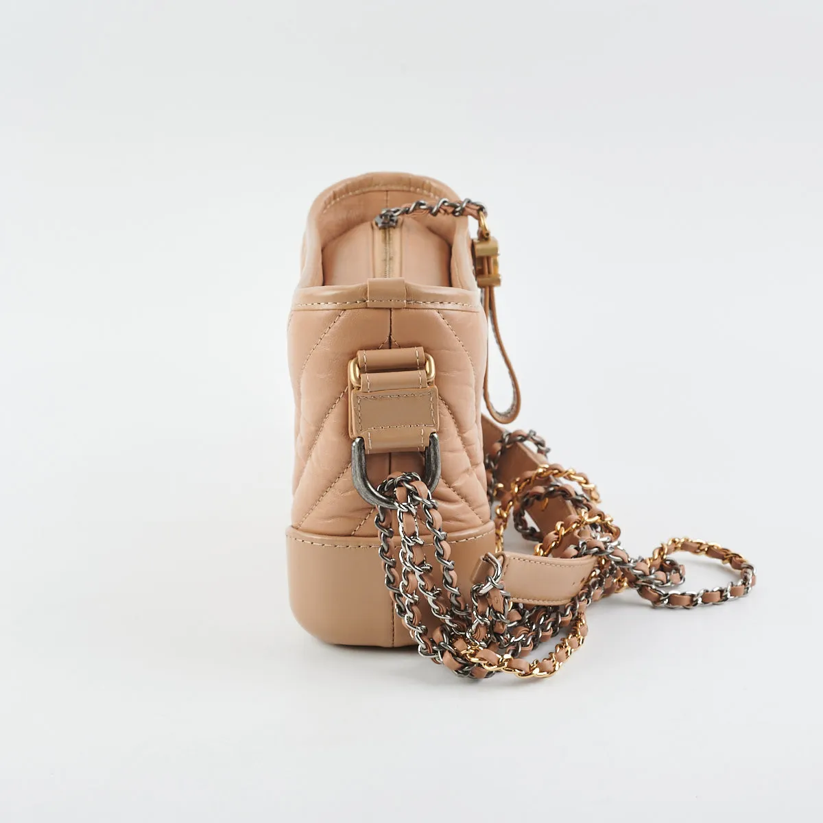 Chanel Chevron Gabrielle Small Dark Beige