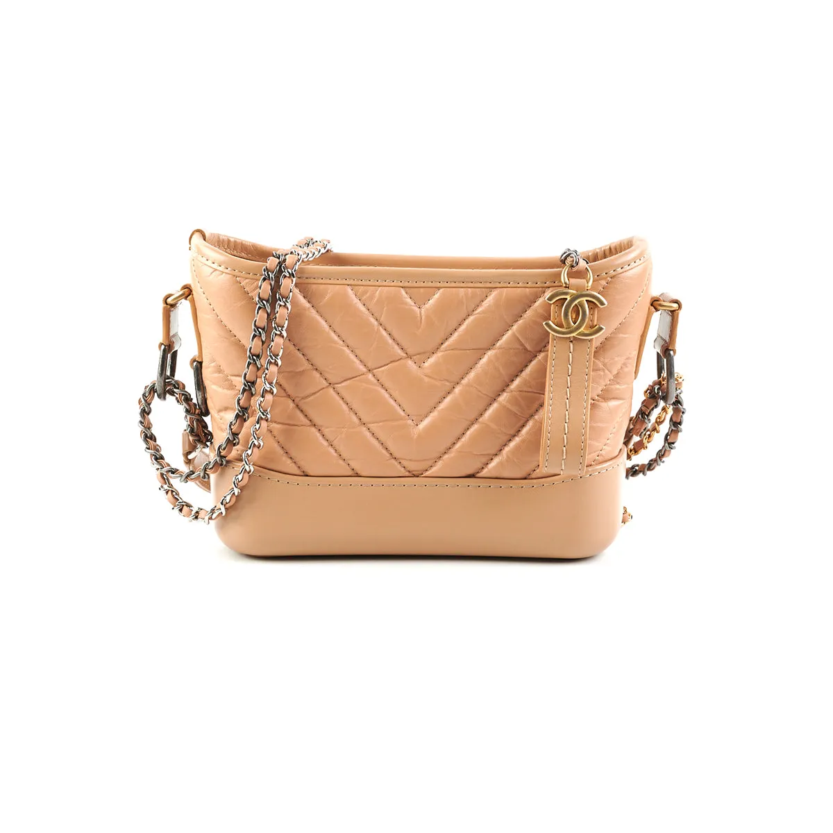 Chanel Chevron Gabrielle Small Dark Beige