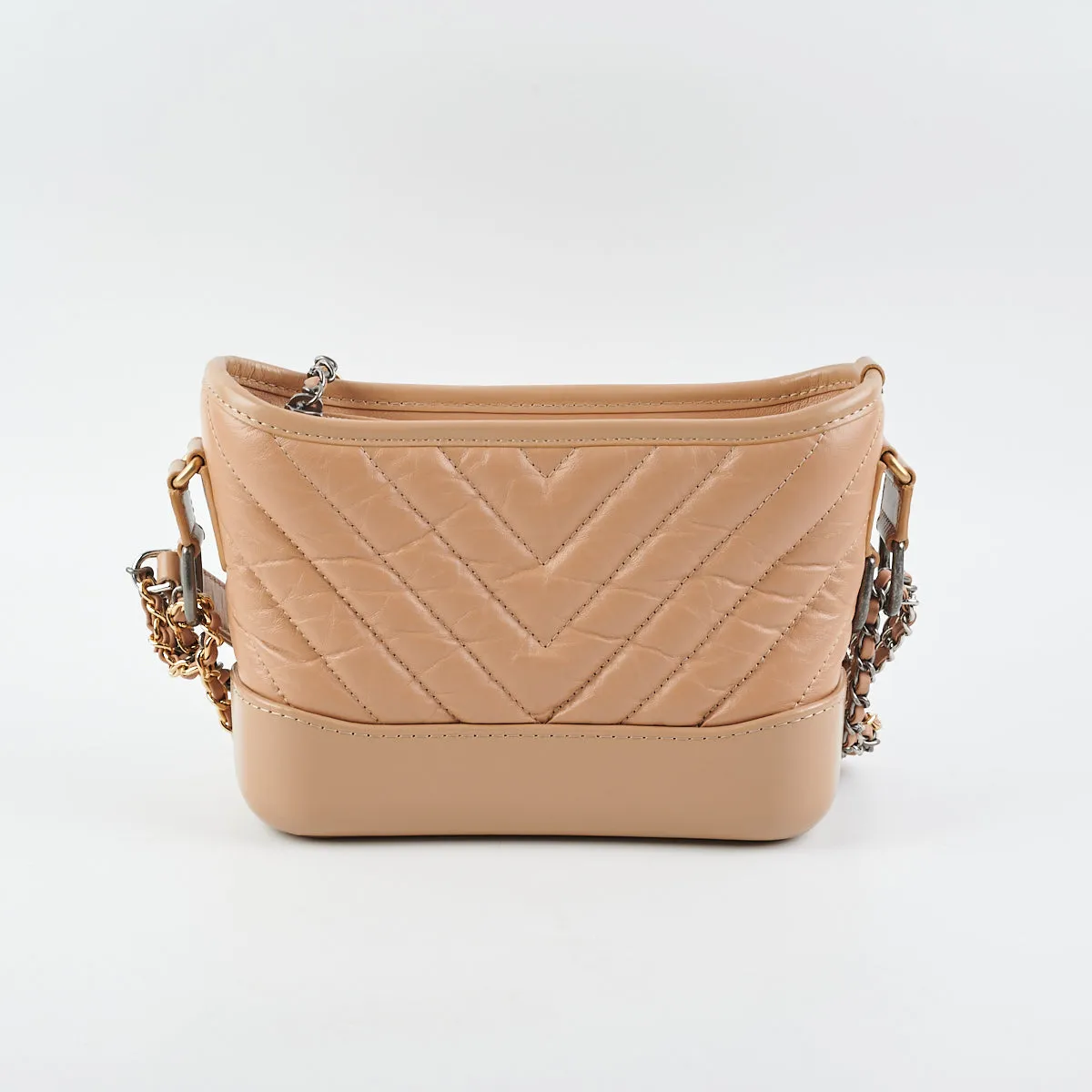Chanel Chevron Gabrielle Small Dark Beige