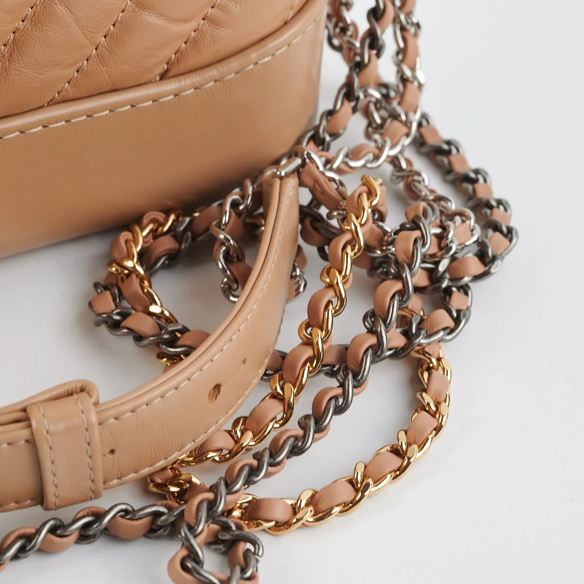 Chanel Chevron Gabrielle Small Dark Beige