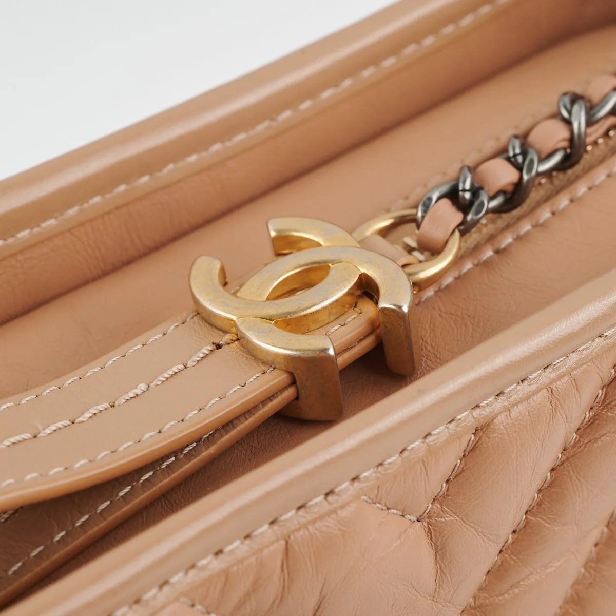 Chanel Chevron Gabrielle Small Dark Beige