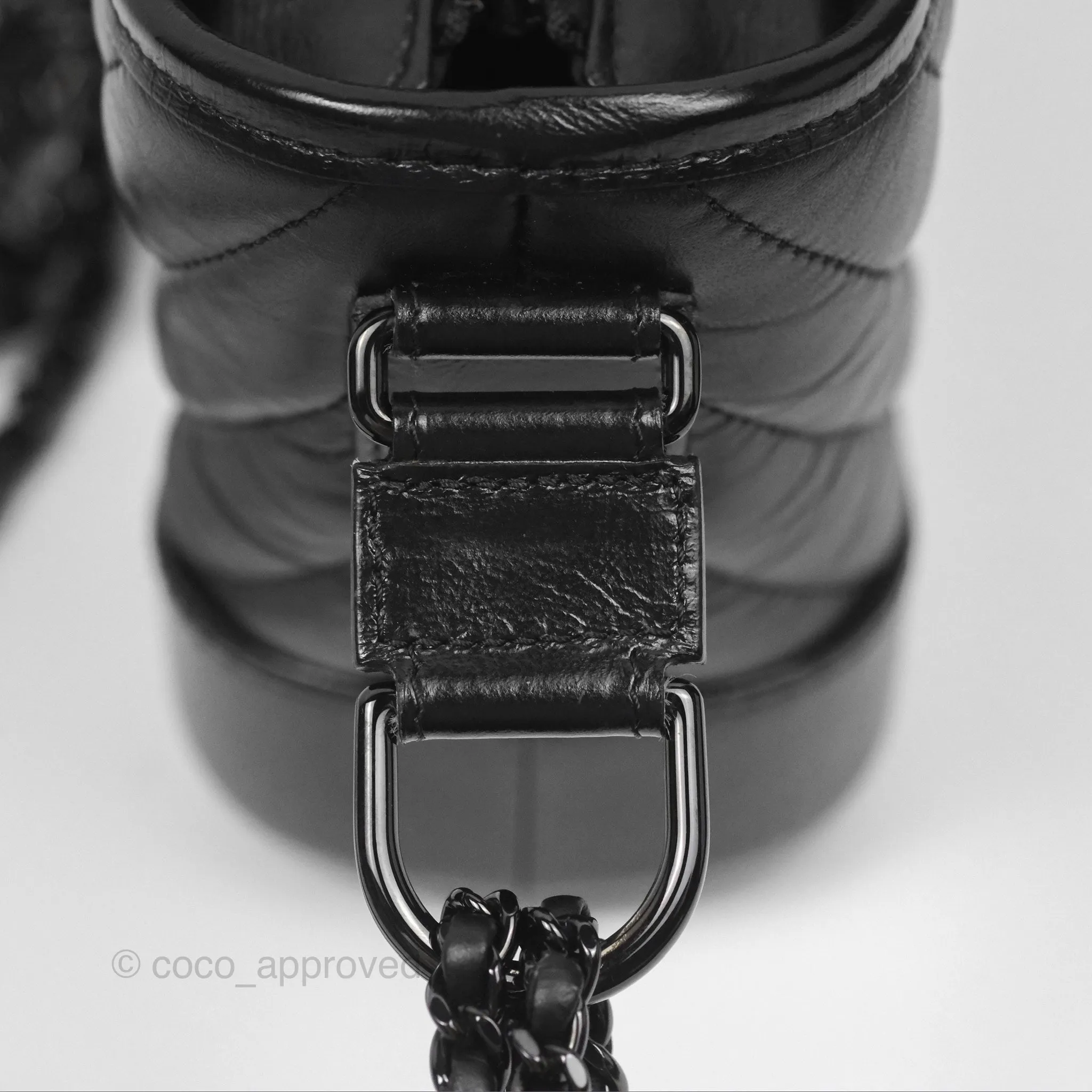Chanel Chevron Small Gabrielle Hobo Calfskin So Black