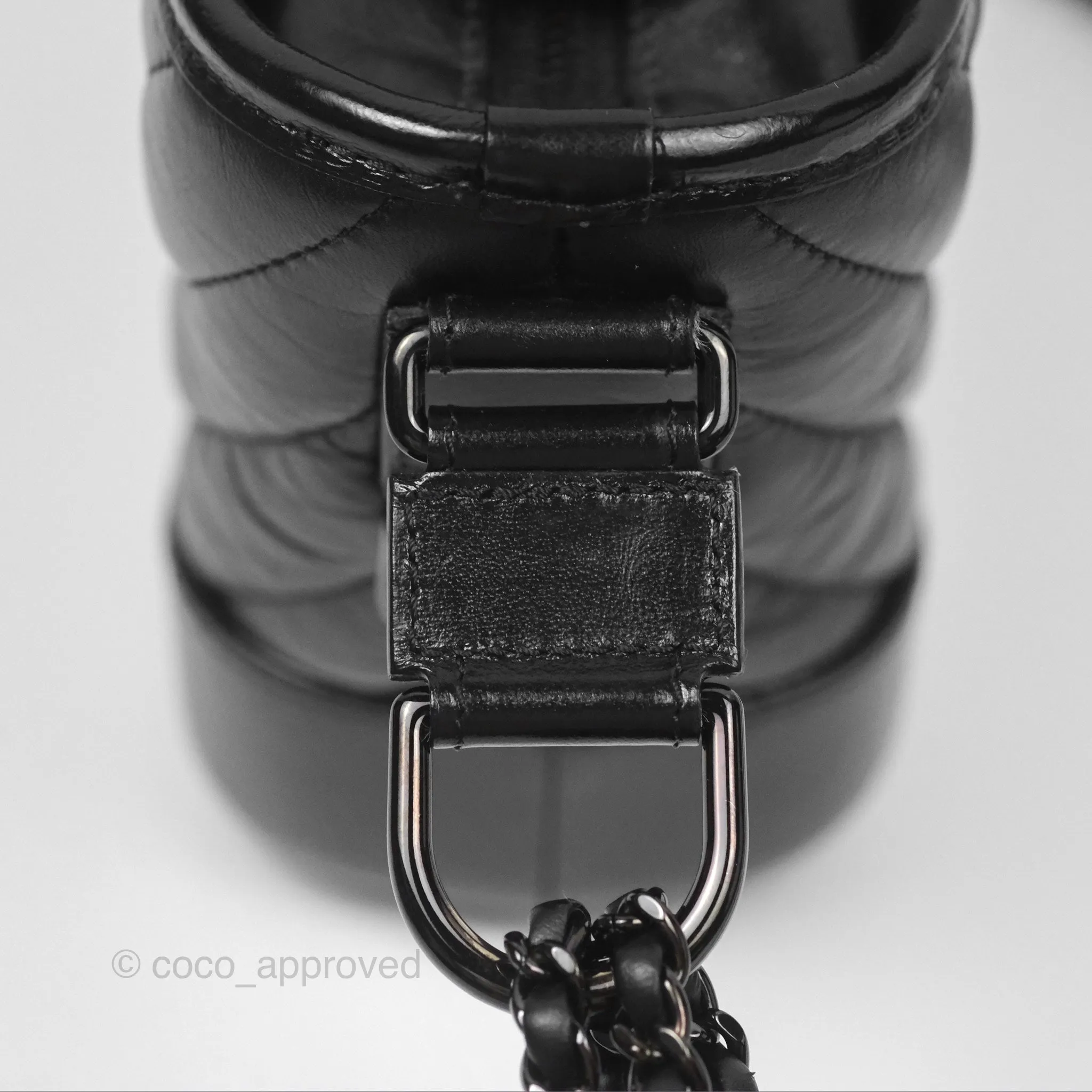 Chanel Chevron Small Gabrielle Hobo Calfskin So Black