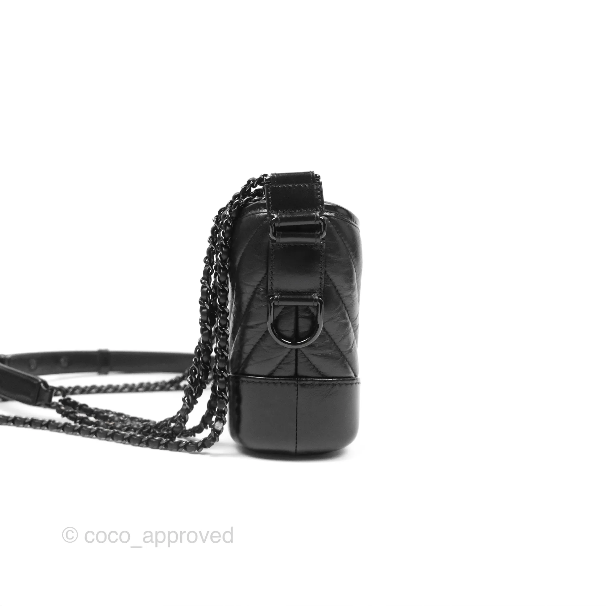 Chanel Chevron Small Gabrielle Hobo Calfskin So Black