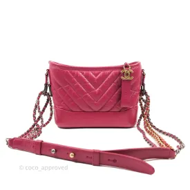 Chanel Chevron Small Gabrielle Hobo Dark Pink Calfskin Mixed Hardware