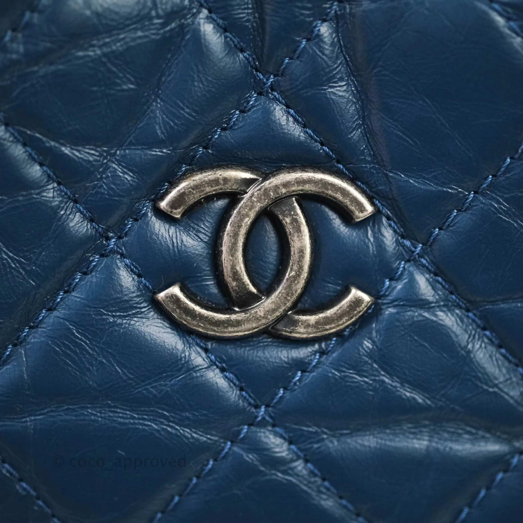 Chanel Gabrielle Backpack Blue Aged Calfskin Small