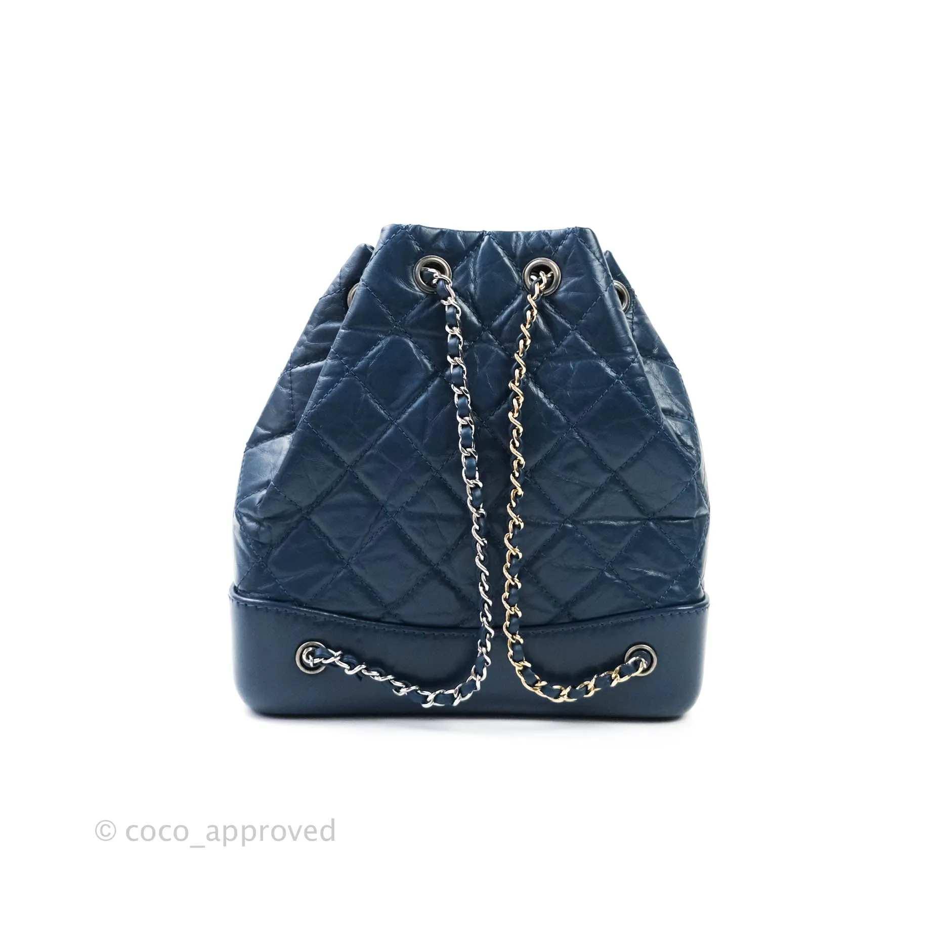 Chanel Gabrielle Backpack Blue Aged Calfskin Small