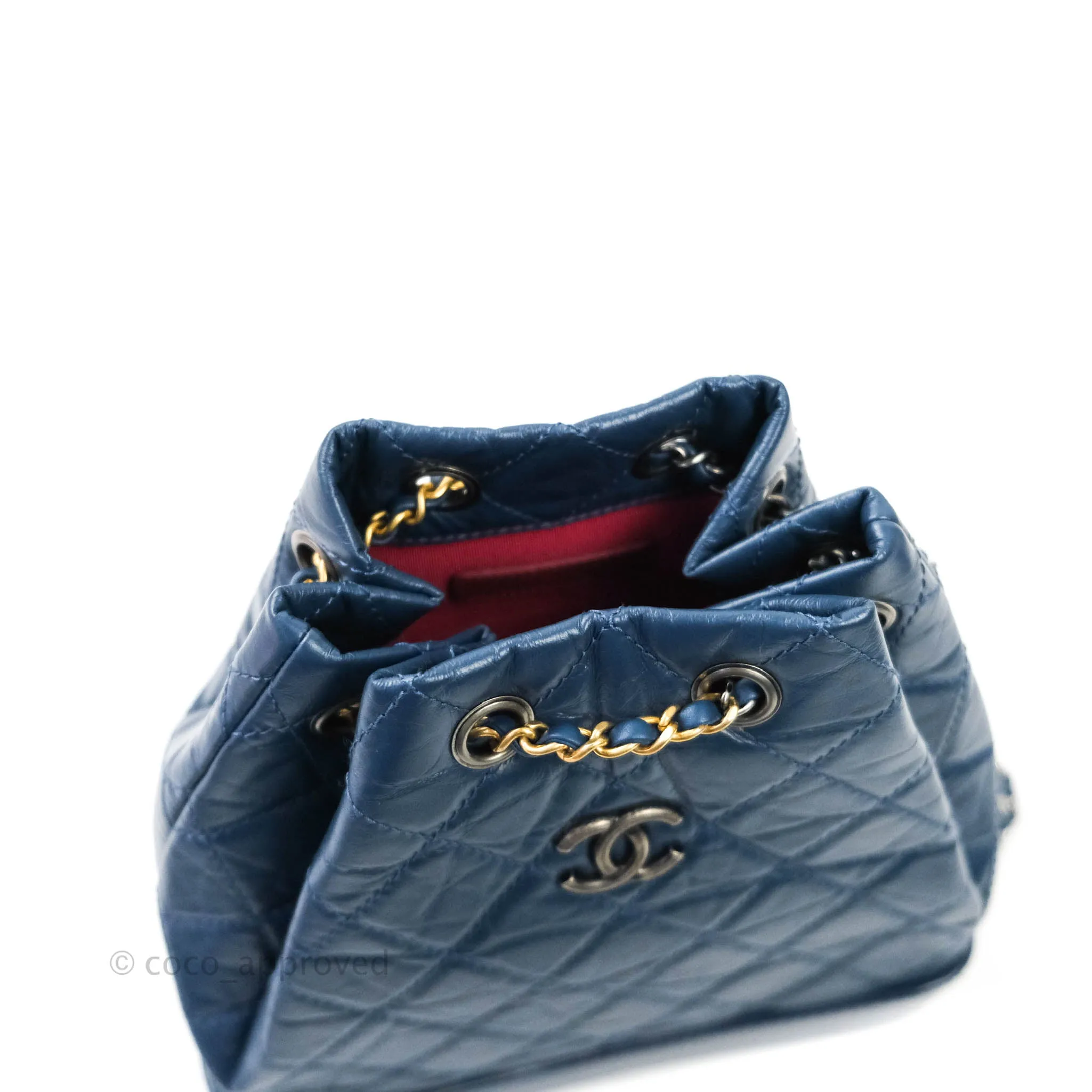 Chanel Gabrielle Backpack Blue Aged Calfskin Small