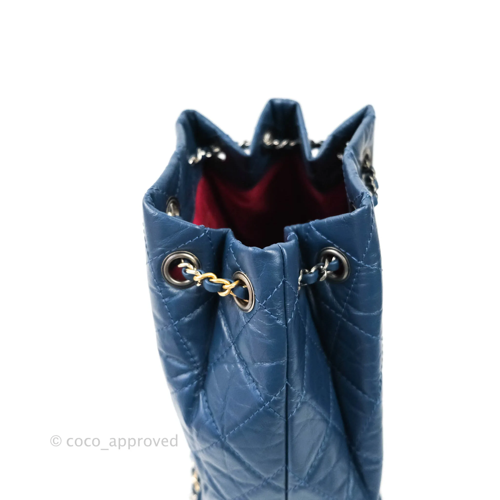 Chanel Gabrielle Backpack Blue Aged Calfskin Small