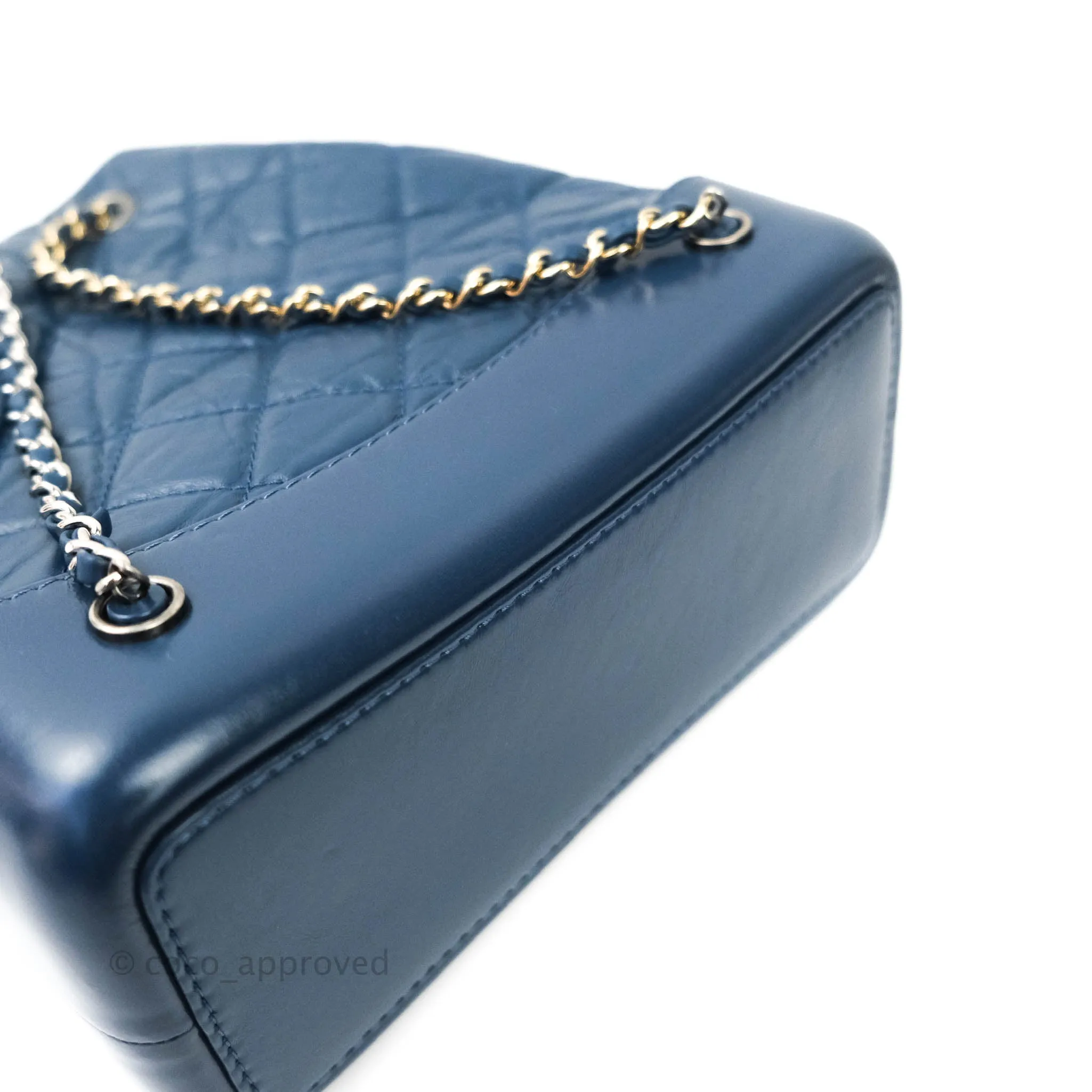 Chanel Gabrielle Backpack Blue Aged Calfskin Small