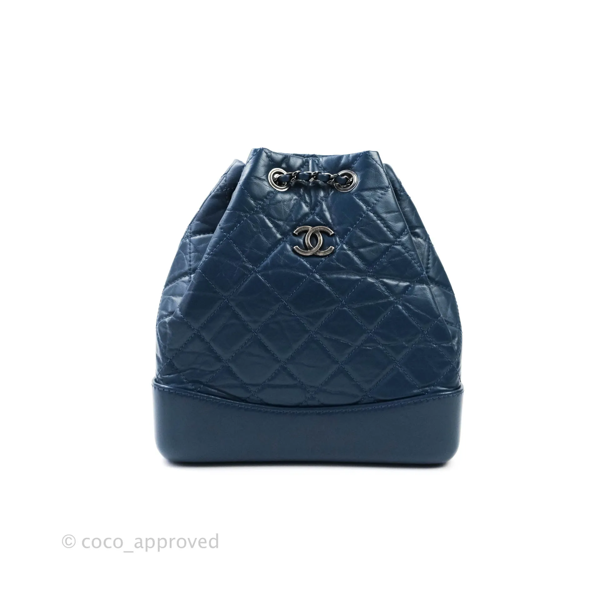 Chanel Gabrielle Backpack Blue Aged Calfskin Small