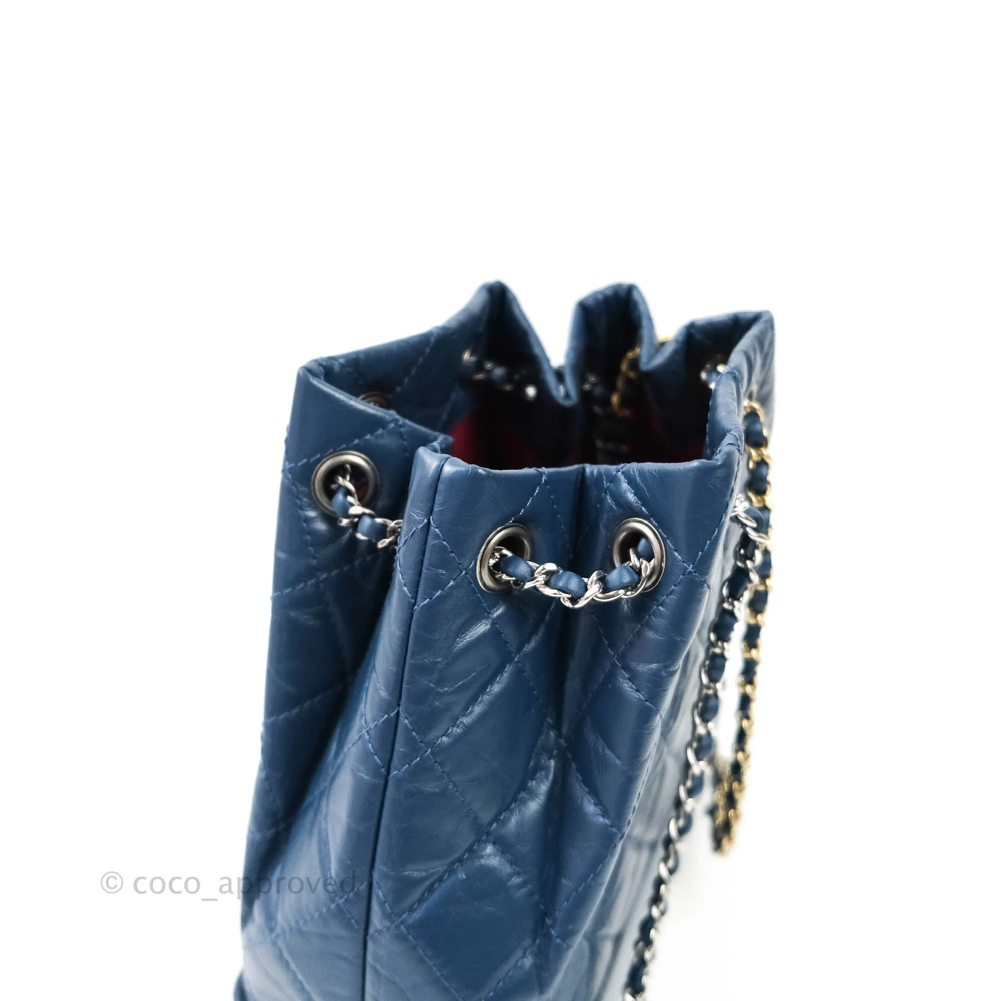 Chanel Gabrielle Backpack Blue Aged Calfskin Small