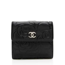 Chanel Lambskin Camelia Compact Wallet (SHF-16247)