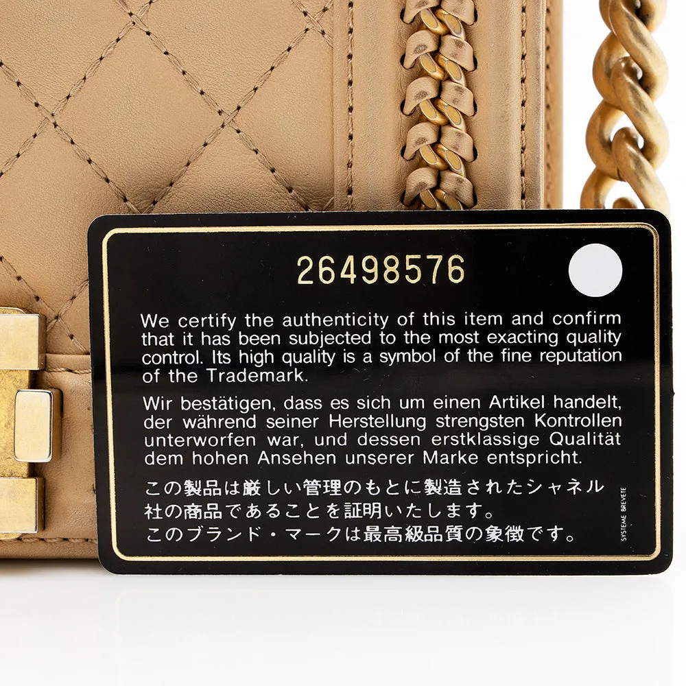 Chanel Lambskin Chain Top Handle Small Boy Bag (SHF-18238)