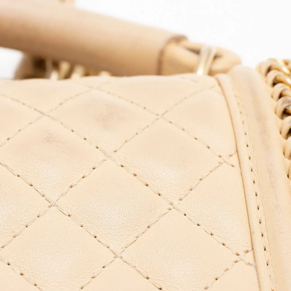 Chanel Lambskin Chain Top Handle Small Boy Bag (SHF-18238)