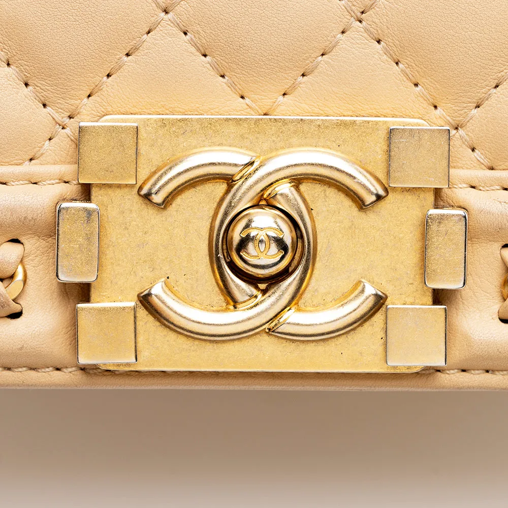 Chanel Lambskin Chain Top Handle Small Boy Bag (SHF-18238)