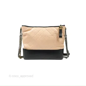 Chanel Large Gabrielle Hobo Beige Black Aged Calfskin Mixed Hardware