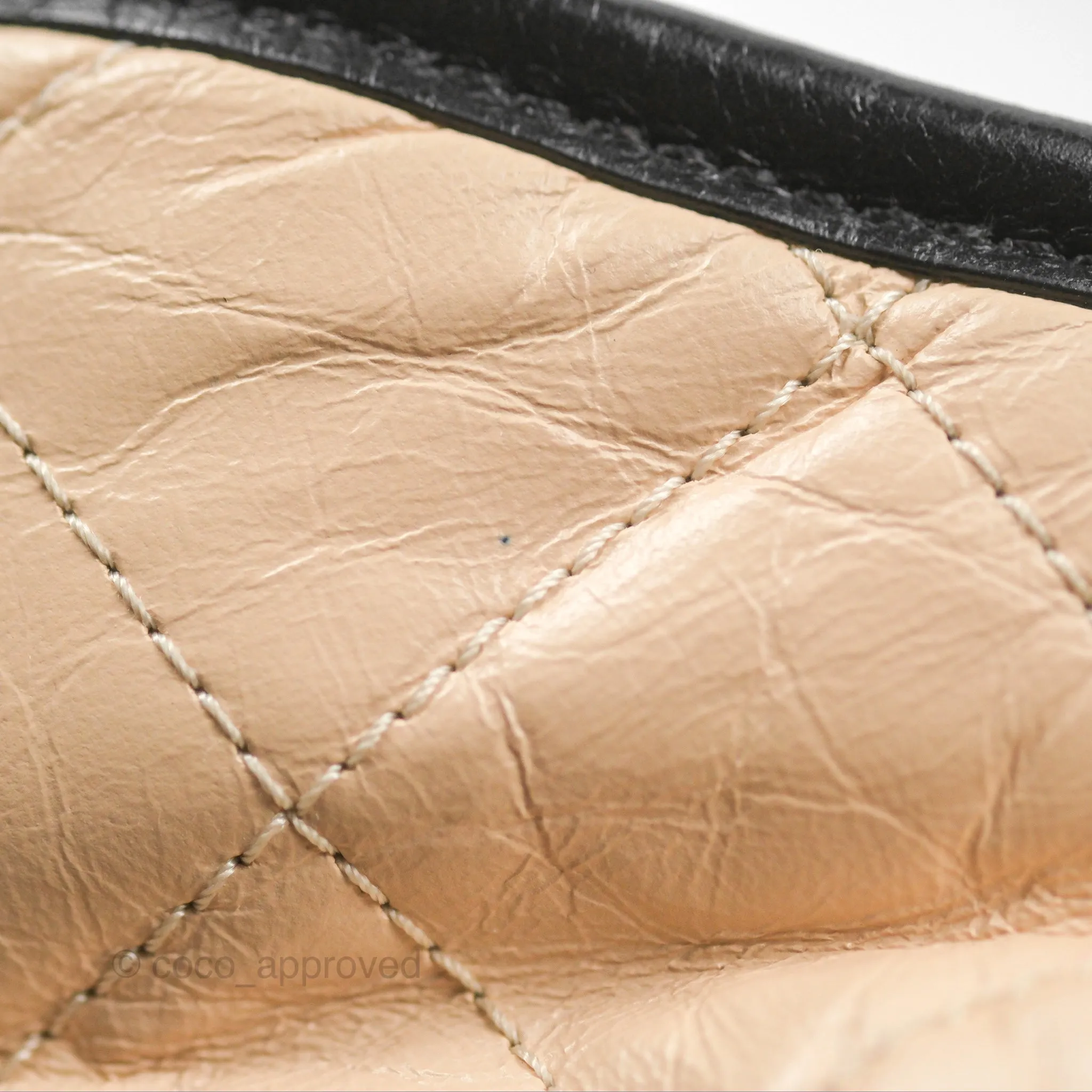 Chanel Large Gabrielle Hobo Beige Black Aged Calfskin Mixed Hardware