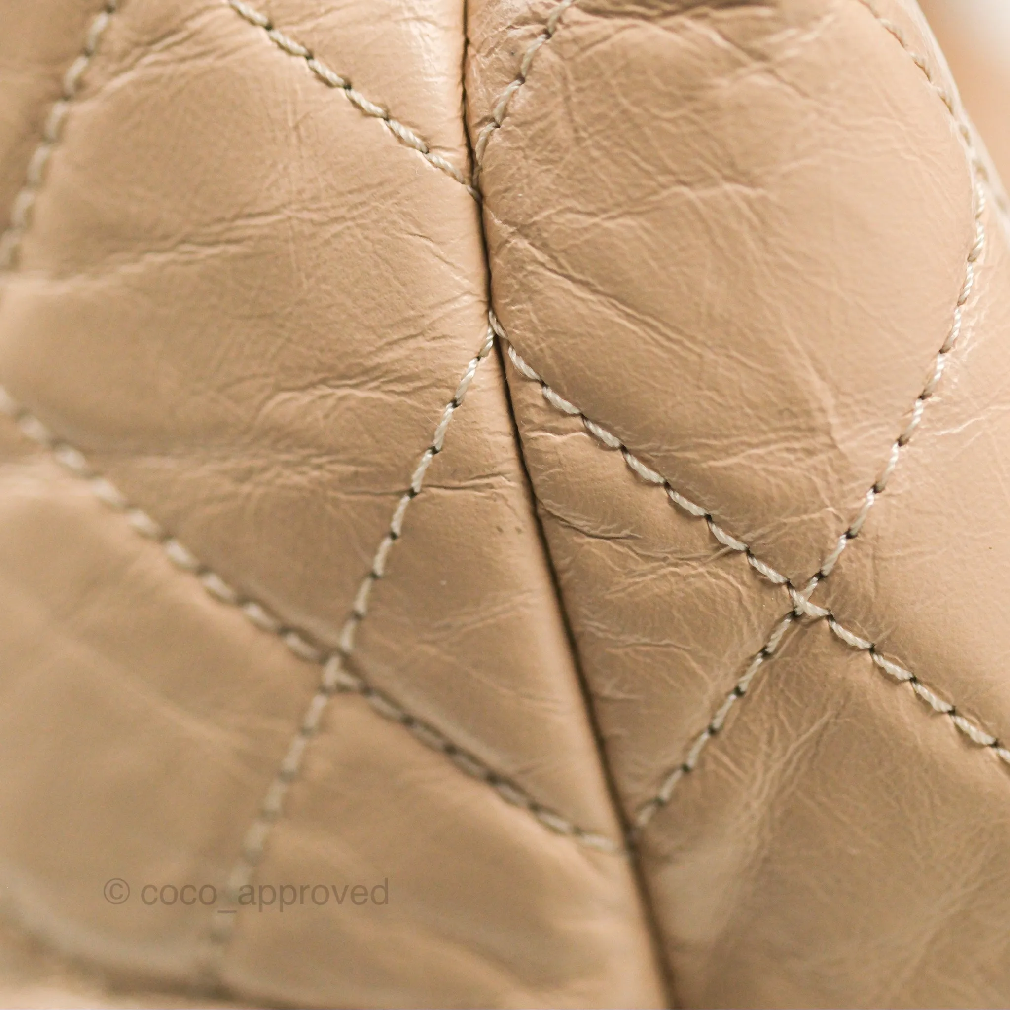 Chanel Large Gabrielle Hobo Beige Black Aged Calfskin Mixed Hardware