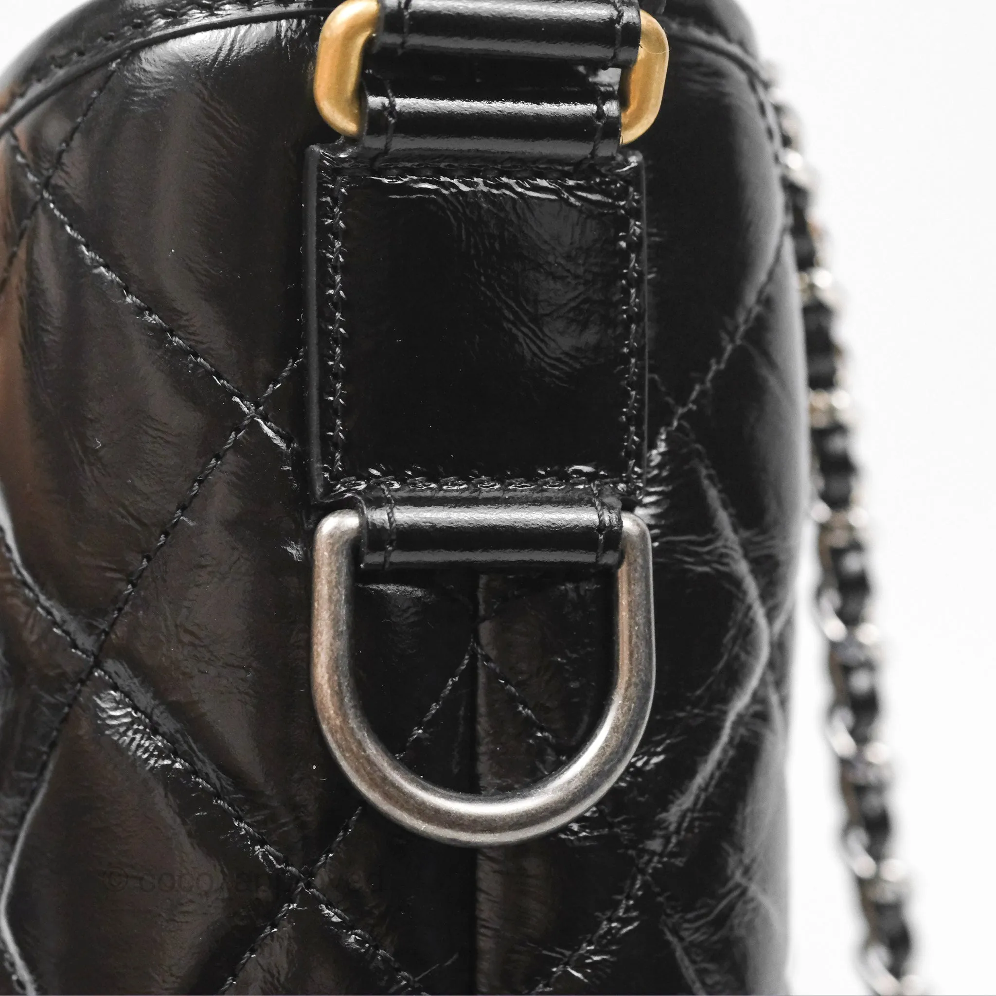 Chanel New Medium Gabrielle Hobo Quilted Black Glazed Aged Calfskin