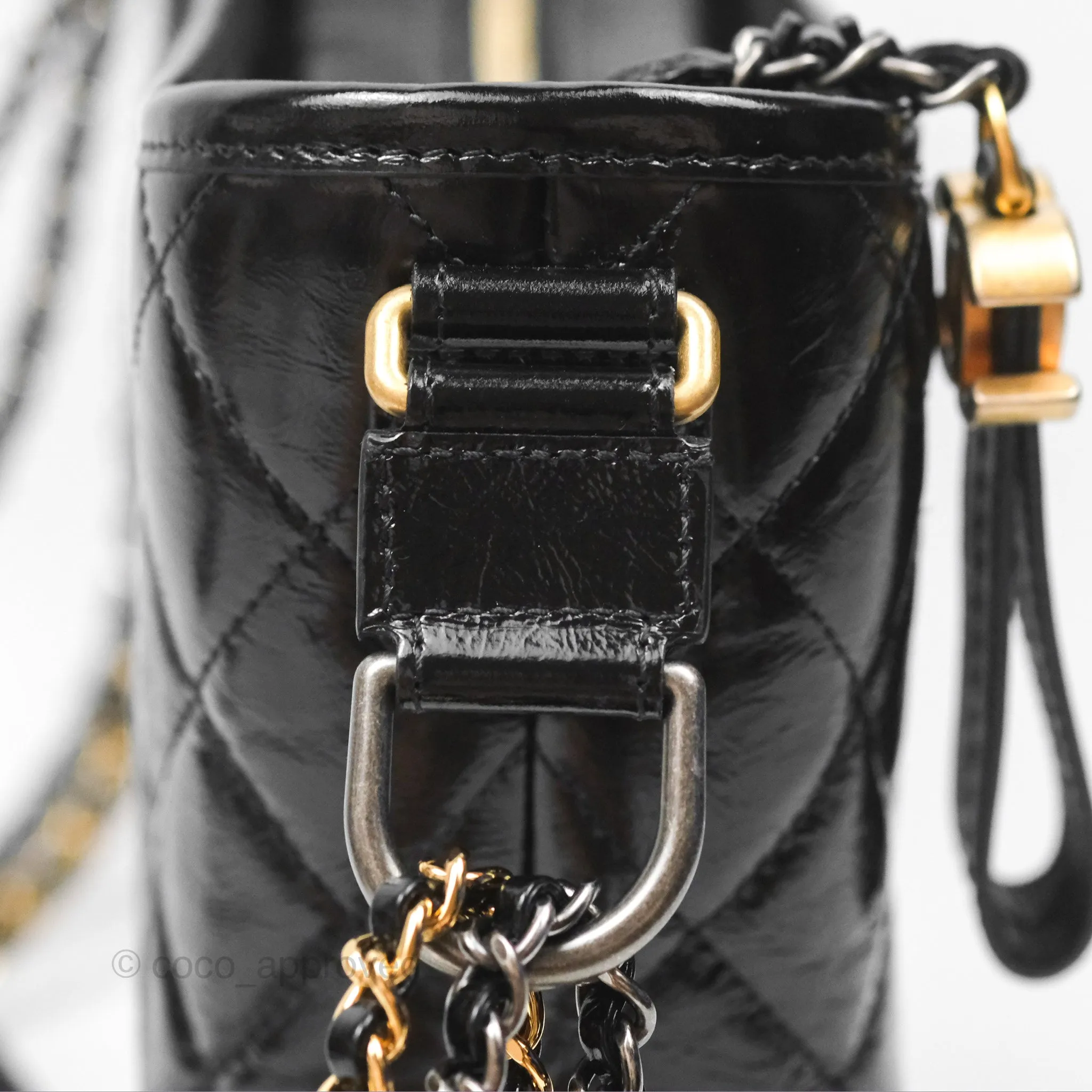 Chanel New Medium Gabrielle Hobo Quilted Black Glazed Aged Calfskin