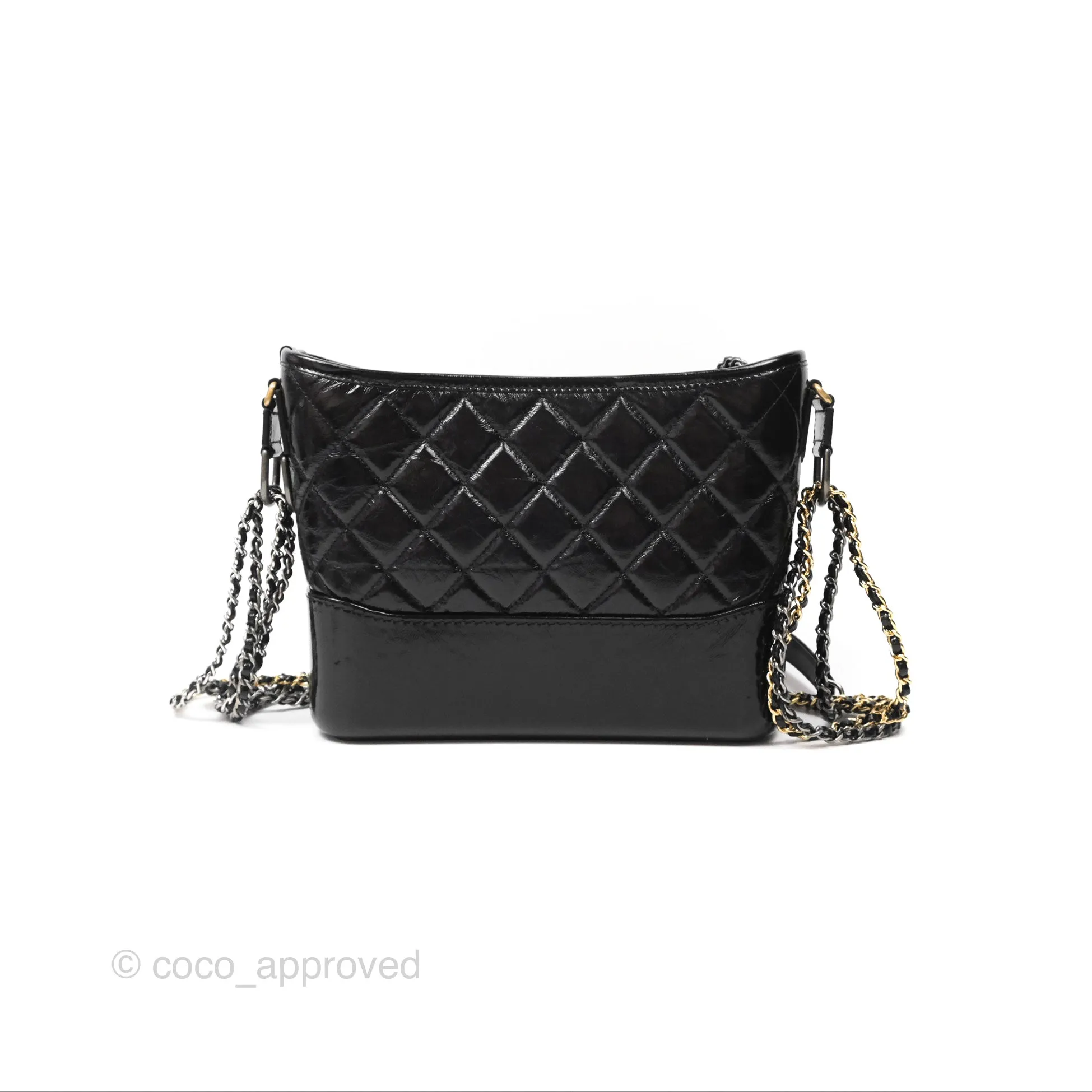 Chanel New Medium Gabrielle Hobo Quilted Black Glazed Aged Calfskin