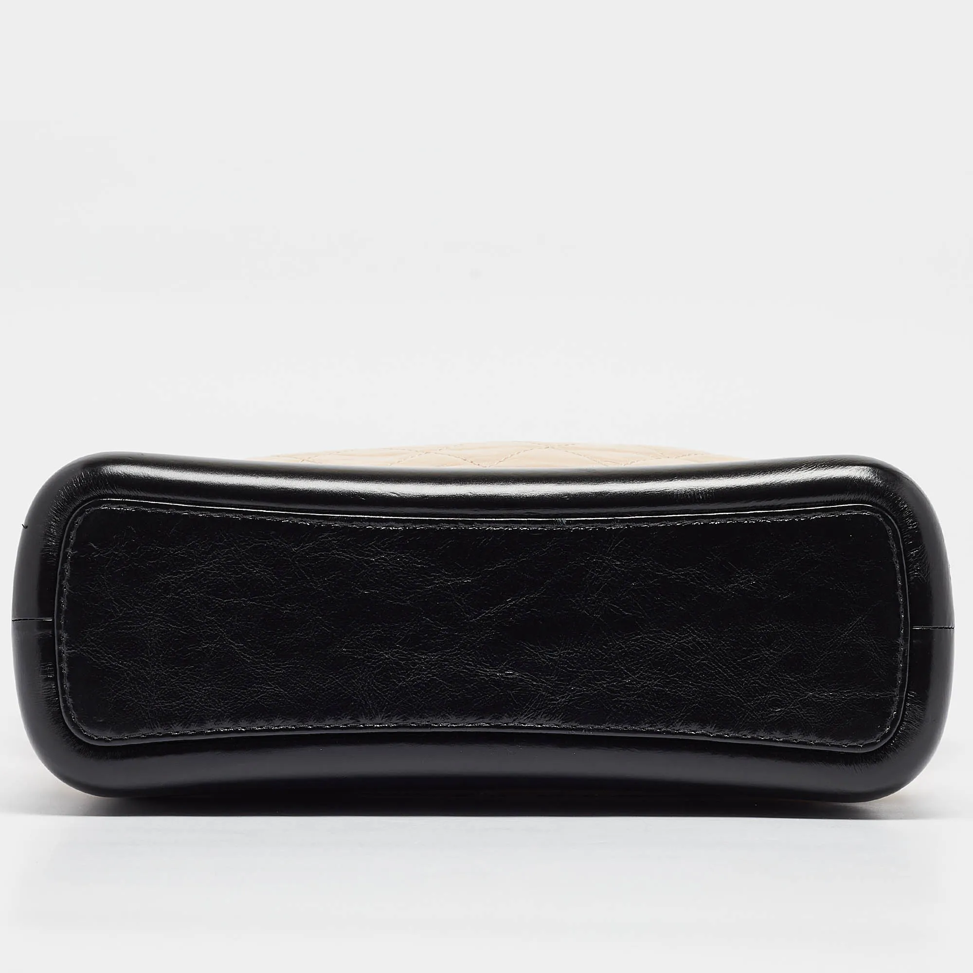 CHANEL Peach/Black Quilted Aged Leather Medium Gabrielle Bag