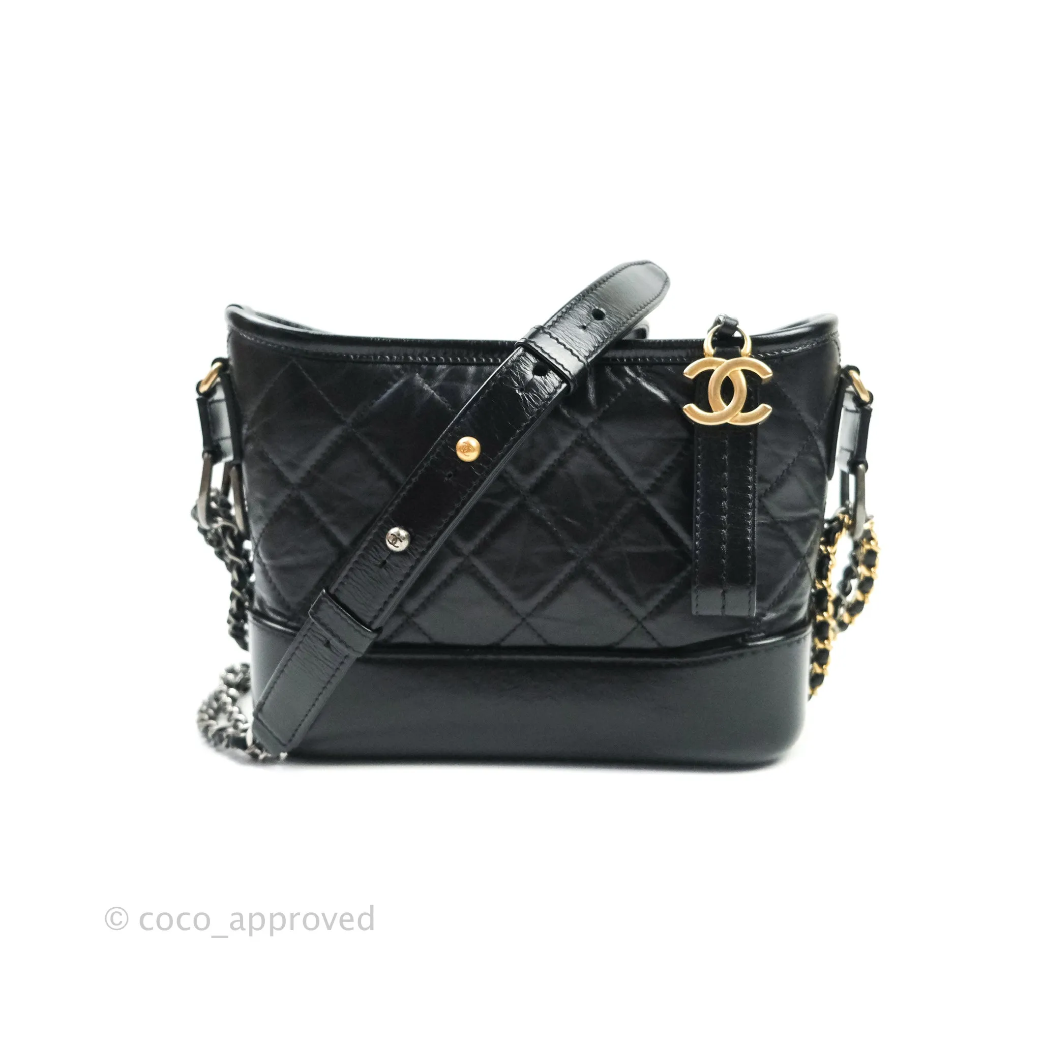 Chanel Quilted Small Aged Calfskin Black Gabrielle Hobo Mixed Hardware