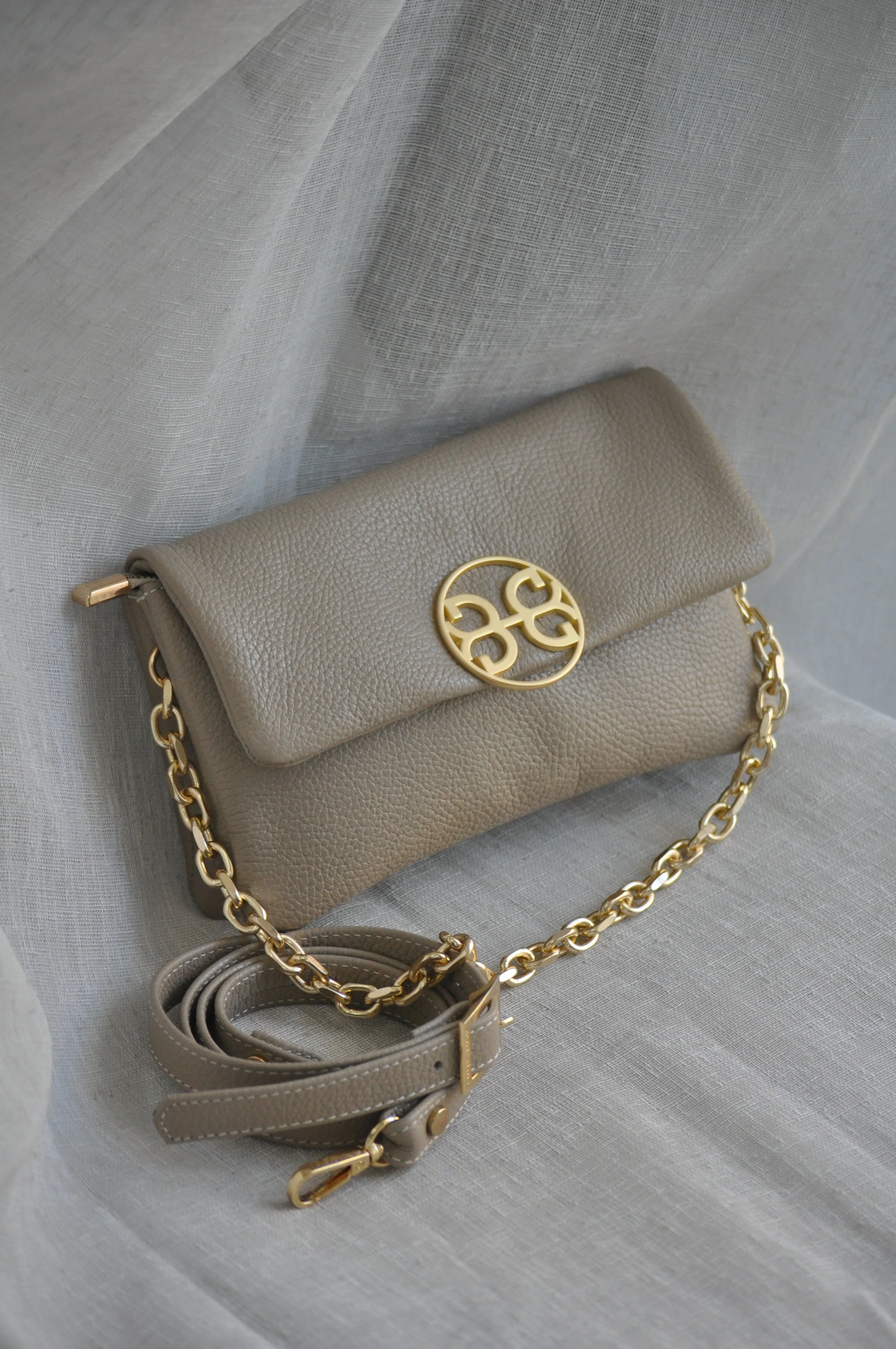 Clelia Mini Leather Shoulder Bag - Taupe