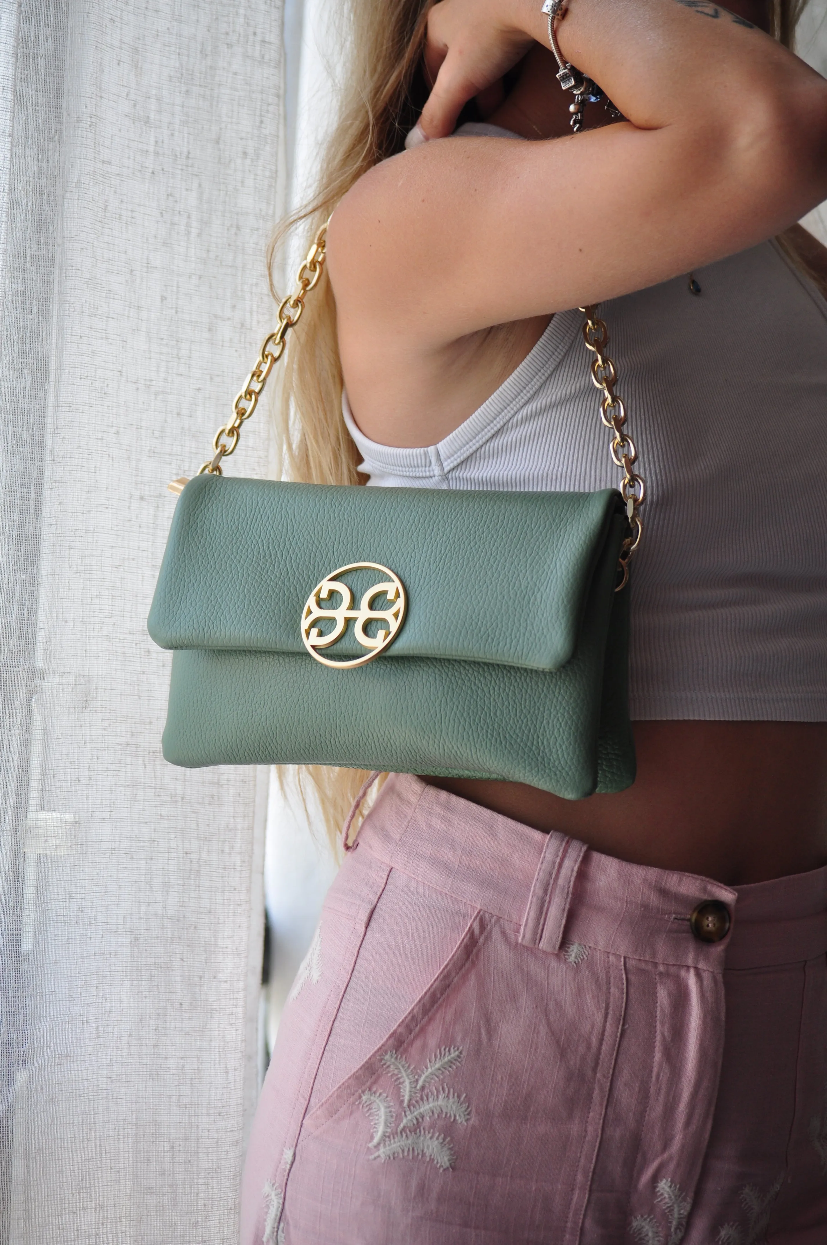Clelia Mini Leather Shoulder Bag - Taupe