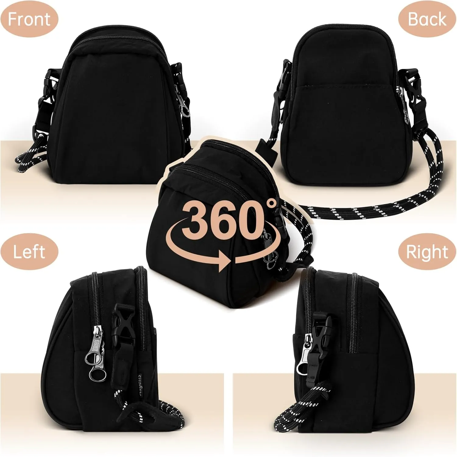 Crossbody Bag Sling Purse for Women Men Girls, Multi Position Cute Handbag Mini Clutch Purse with Zipper Closure