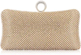 Dexmay Rhinestone Clutch Purse with Crystal Clasp Evening Handbag for Bridal Wedding Party