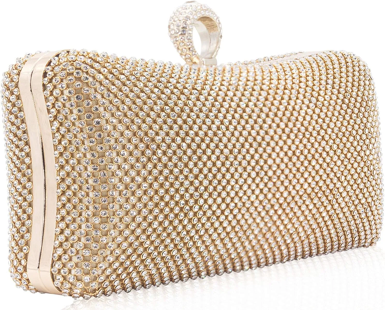Dexmay Rhinestone Clutch Purse with Crystal Clasp Evening Handbag for Bridal Wedding Party