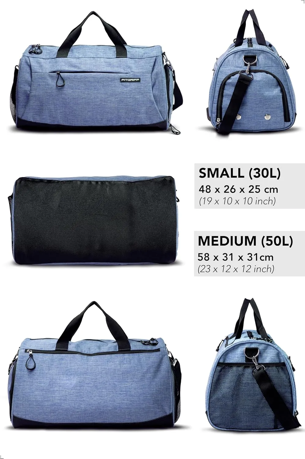 Fitgriff Gym Bag for Men & Women with Shoe & Wet Compartment - Duffle Bag for Travel, Sports, Fitness & Workout