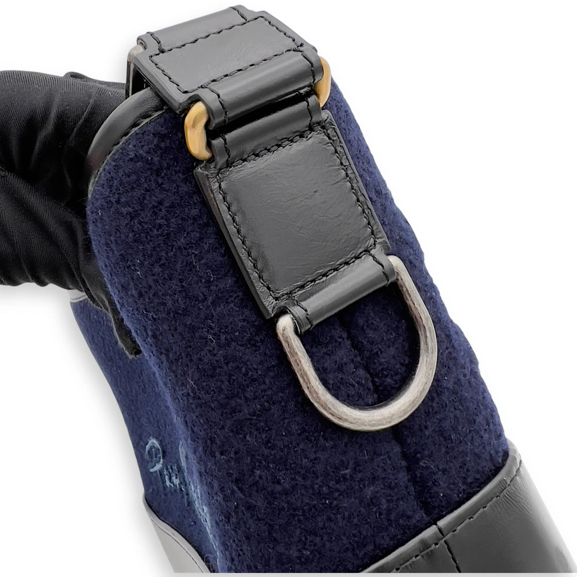 Gabrielle Small Blue Crossbody Bag in Felt Fabric, Mixed hardware