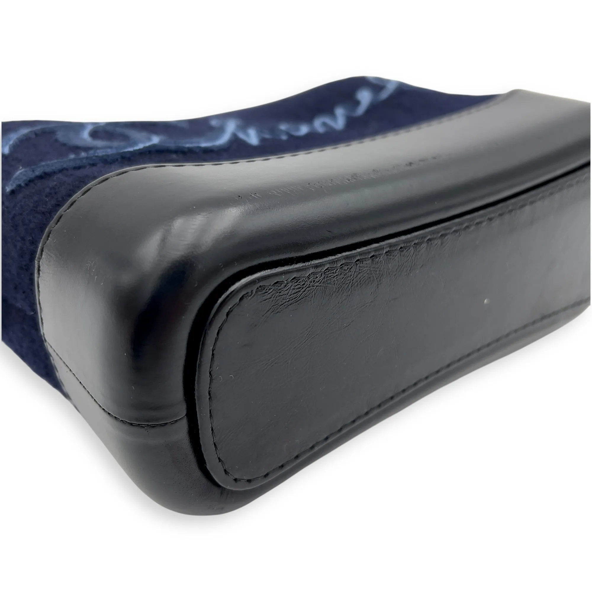 Gabrielle Small Blue Crossbody Bag in Felt Fabric, Mixed hardware