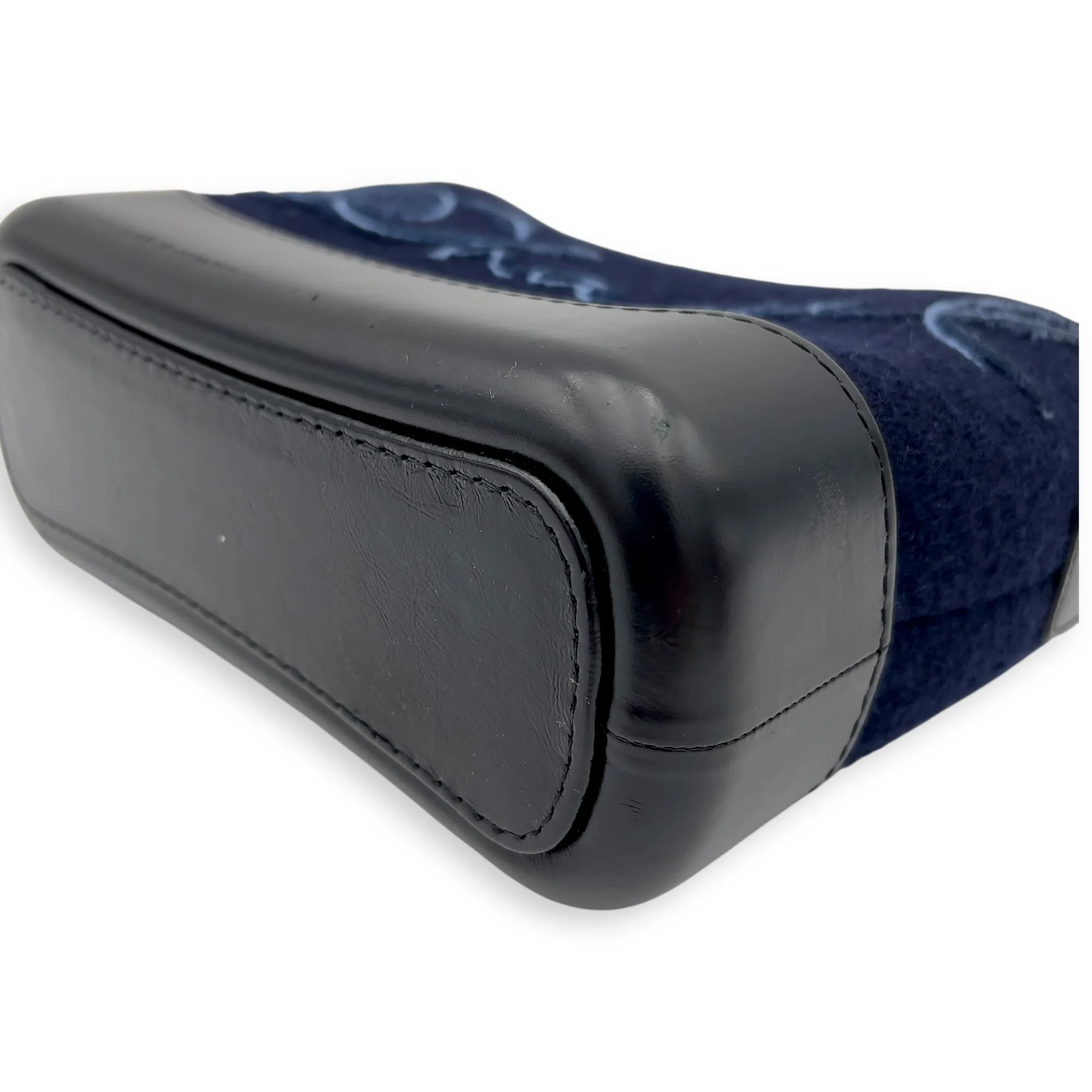 Gabrielle Small Blue Crossbody Bag in Felt Fabric, Mixed hardware