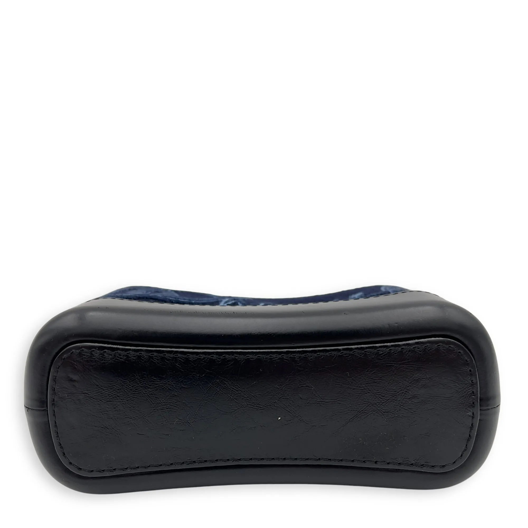 Gabrielle Small Blue Crossbody Bag in Felt Fabric, Mixed hardware