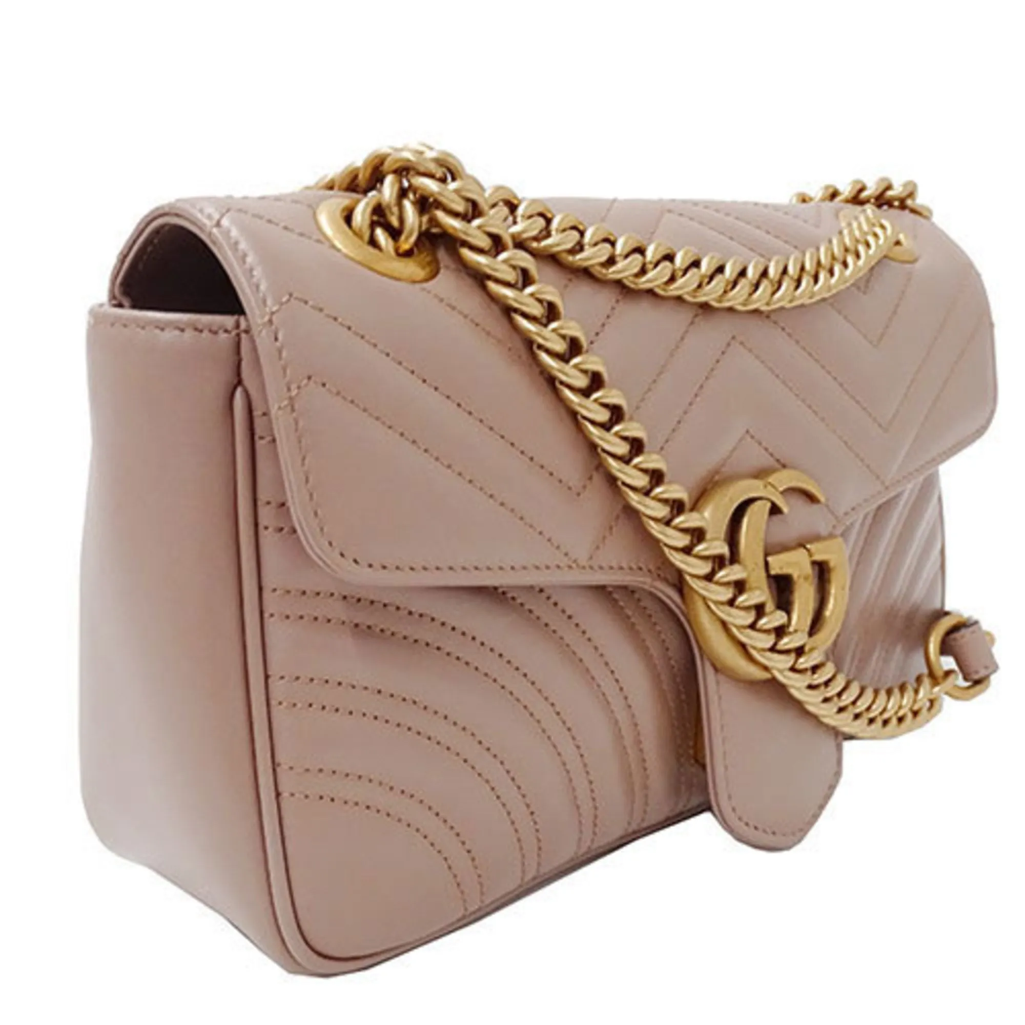 Gucci Bag ladies shoulder leather GG Marmont dusty pink 443497