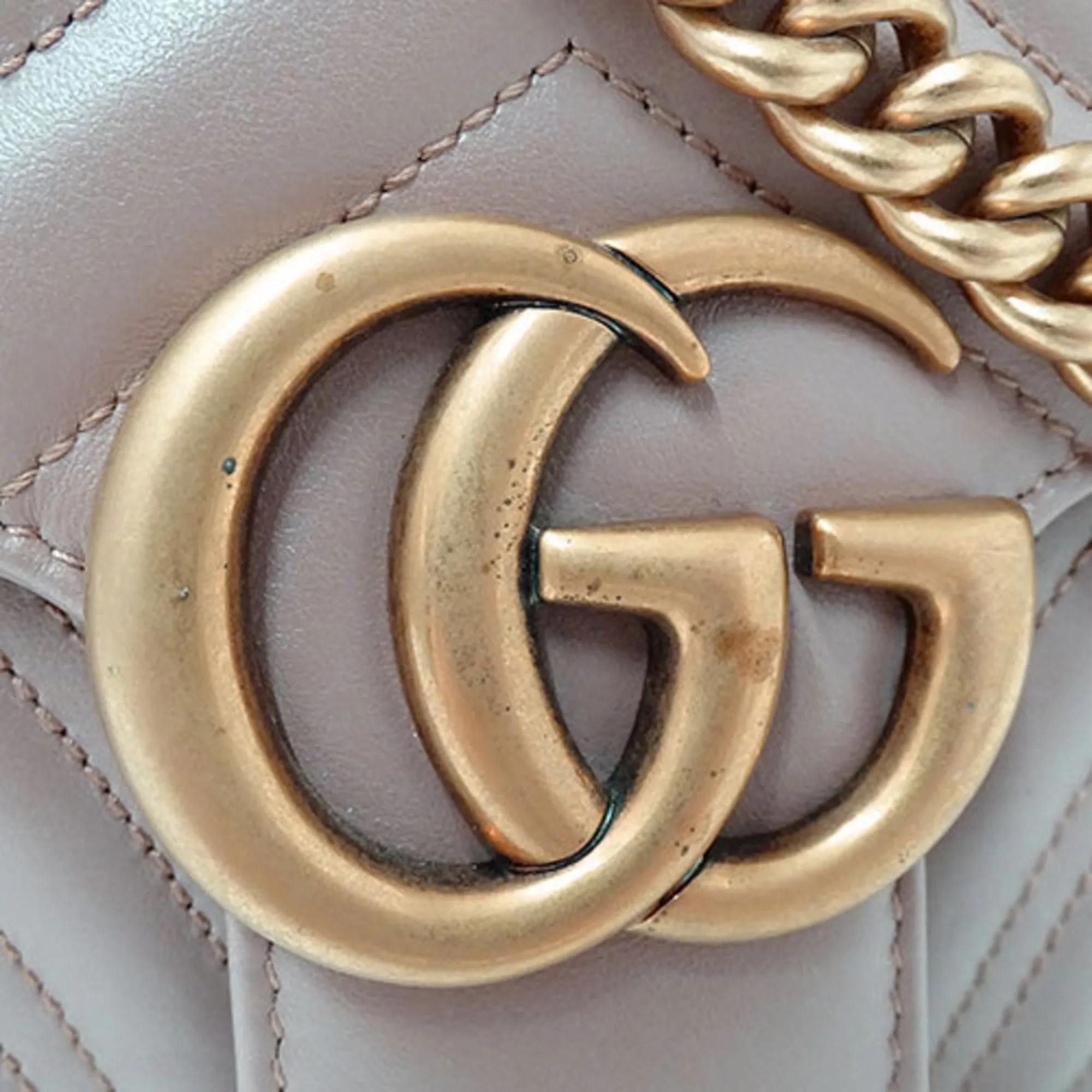 Gucci Bag ladies shoulder leather GG Marmont dusty pink 443497