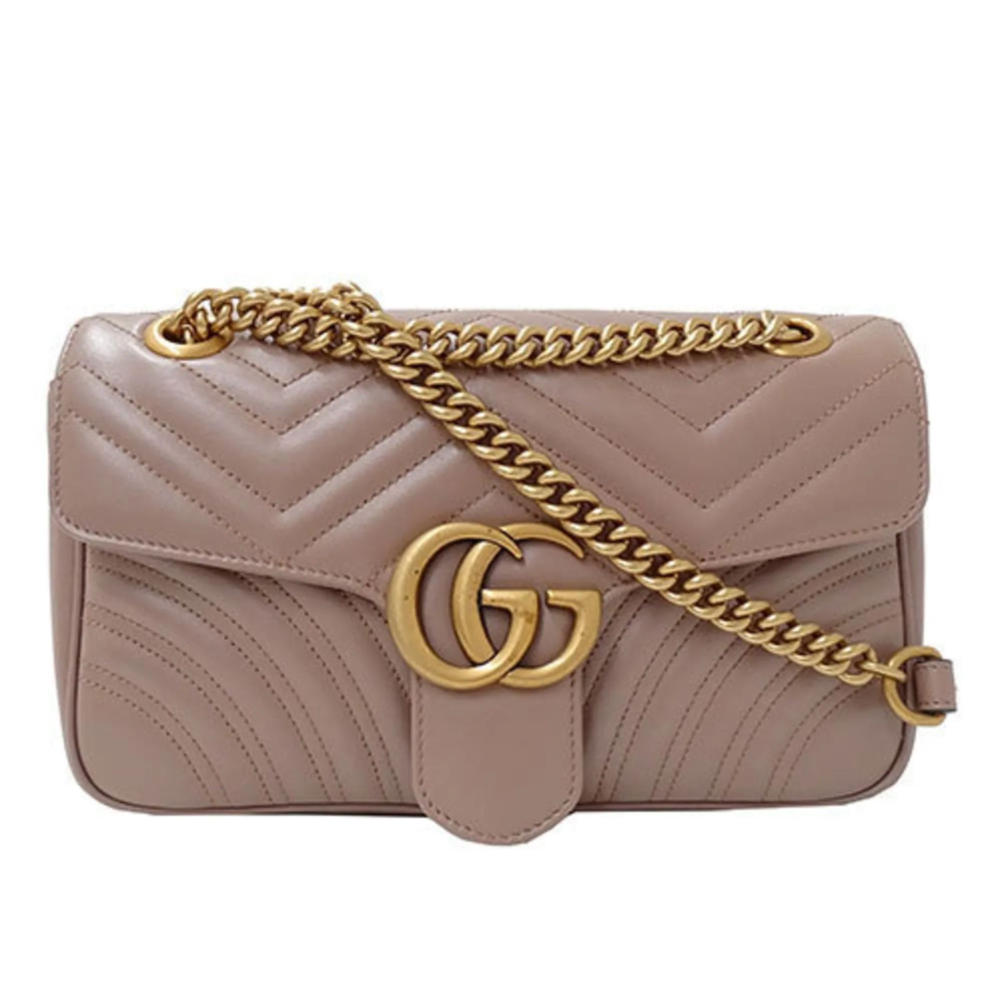 Gucci Bag ladies shoulder leather GG Marmont dusty pink 443497
